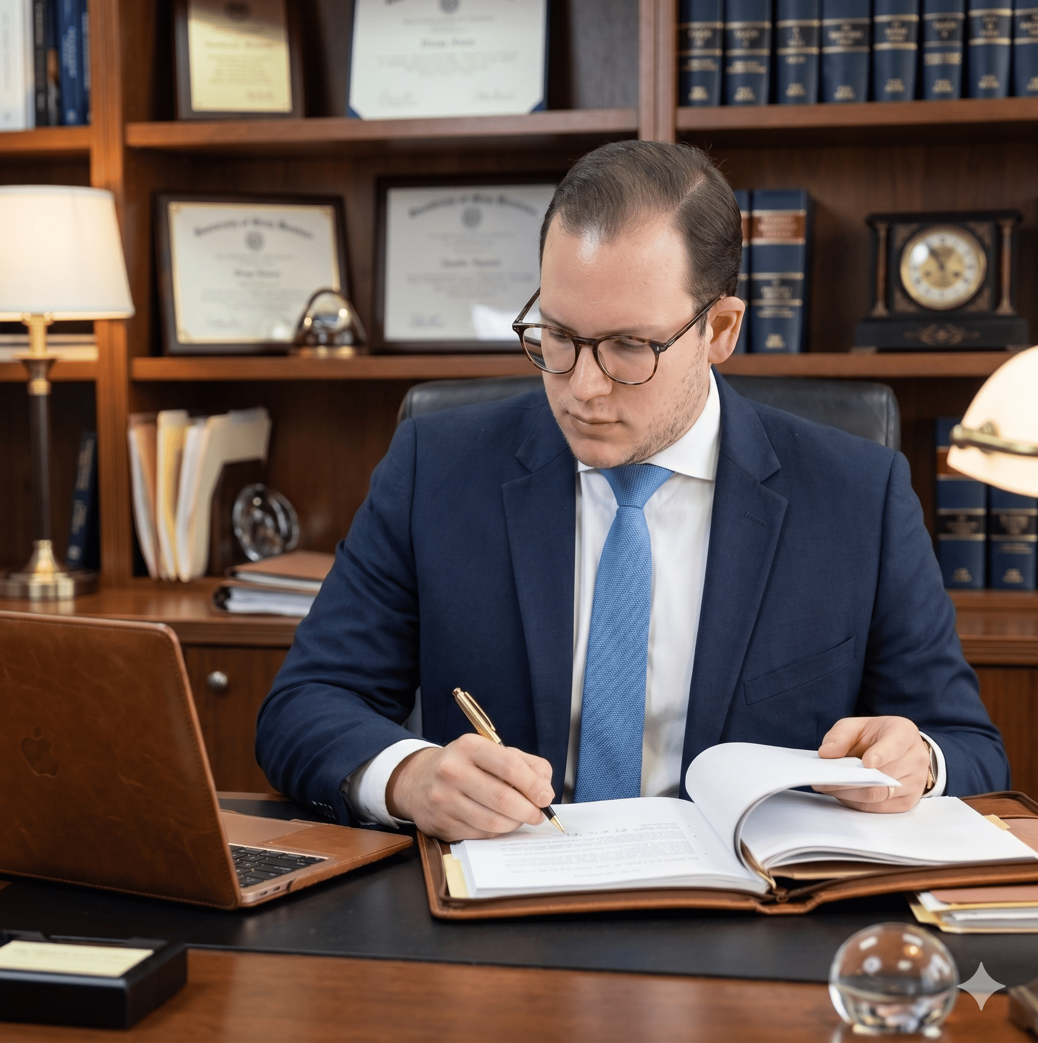 Abg. Lizandro Granda Flores trabajando - Distrito Capital Servicios Legales